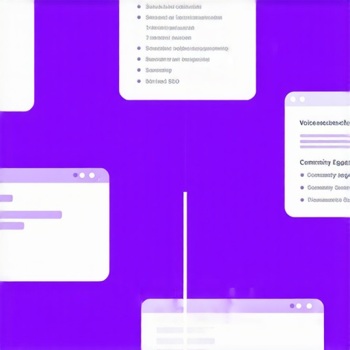 An infographic showing schema markup, voice search, and community engagement techniques for Greensboro local SEO.