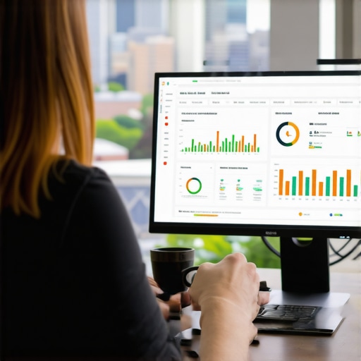 Analyzing Local SEO Analytics in Greensboro Person reviewing local SEO data on a computer with Greensboro cityscape