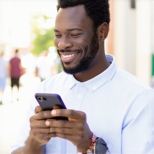 Business owner managing local SEO on smartphone in Greensboro