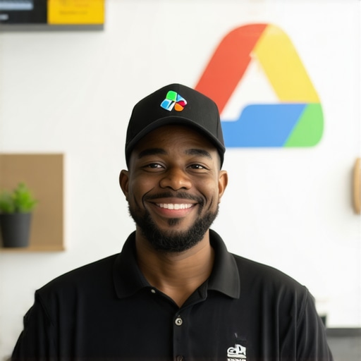 Optimizing GMB Profile in Greensboro Business owner editing Google My Business profile on laptop, Greensboro storefront in background.