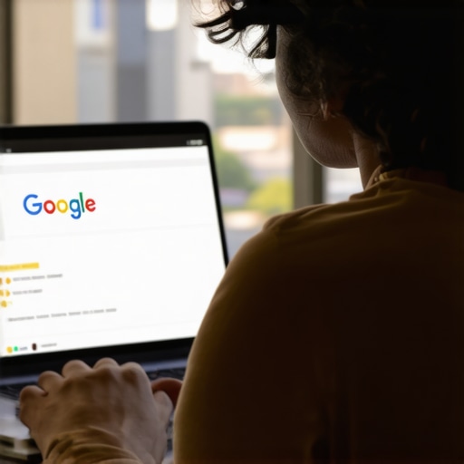 Optimizing Google My Business Profile in Greensboro Person working on Google My Business optimization with Greensboro city in background.