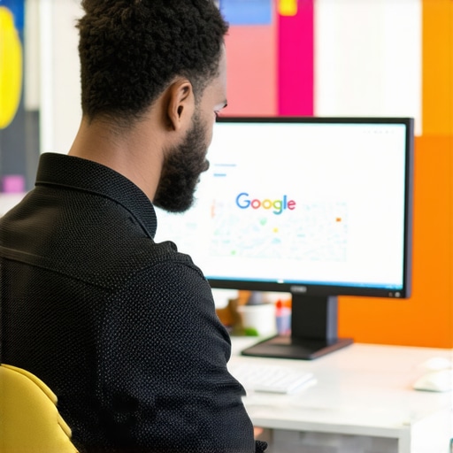 Business owner editing Google Maps profile on computer in Greensboro office