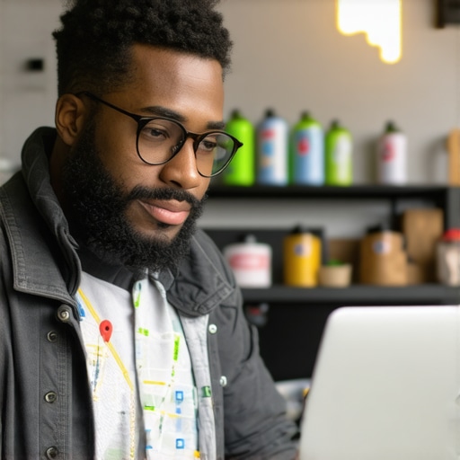 Business owner working on local SEO and Google Maps optimization in Greensboro