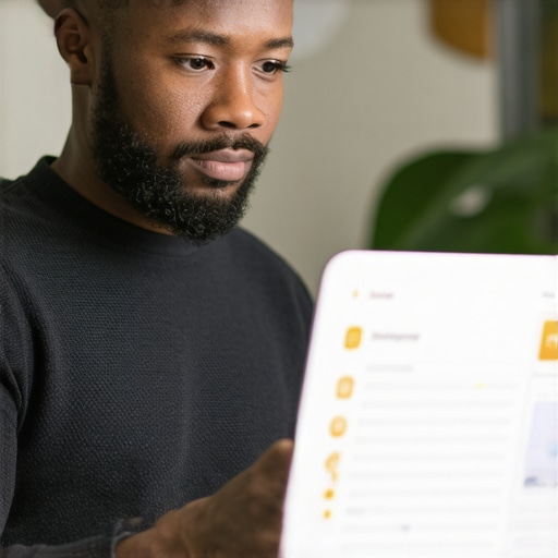 Business owner managing reviews on a laptop for Greensboro local SEO