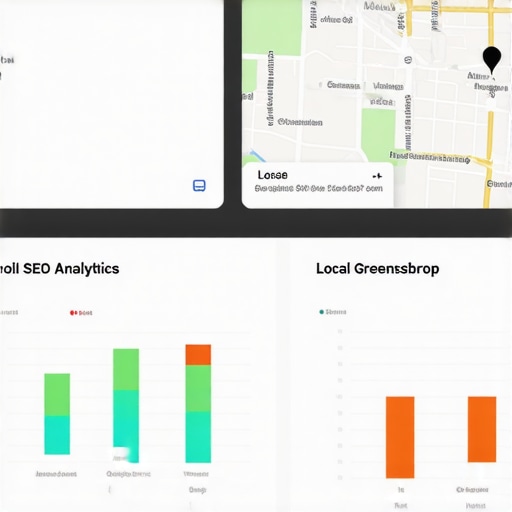 Screenshot of local SEO analytics for Greensboro businesses showing rankings, citations, and review metrics.