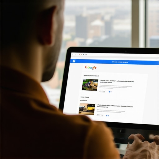 Business owner editing Google Maps profile with Greensboro city background.
