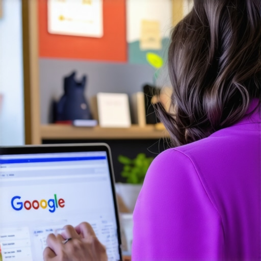 Greensboro local business owner updating their Google Business profile on a laptop with storefront in background.