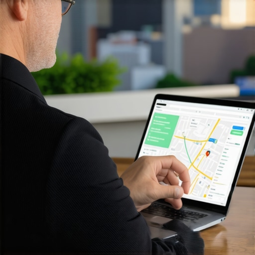 Business owner analyzing map signals and local SEO metrics for Greensboro shop.