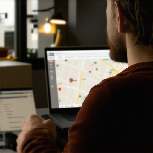 Business owner analyzing local SEO metrics on a laptop in a Greensboro shop