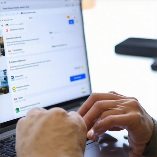Person editing business information on a computer for maps optimization.
