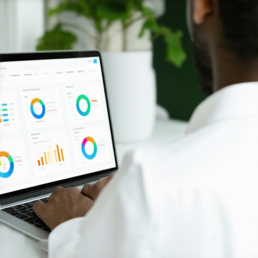 Person analyzing local SEO data on a laptop in a professional setting