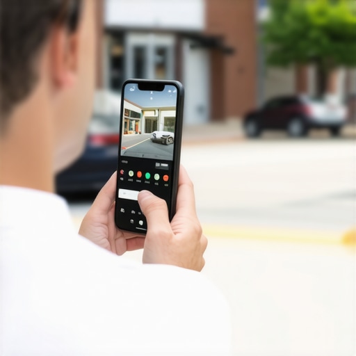 Business owner using a smartphone to film video verification for a Greensboro Google Maps listing.