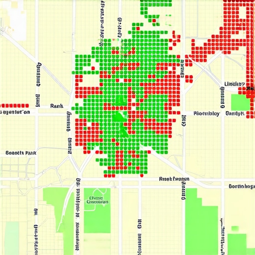 A visual geo-grid report showing Google Maps rankings across different Greensboro neighborhoods.