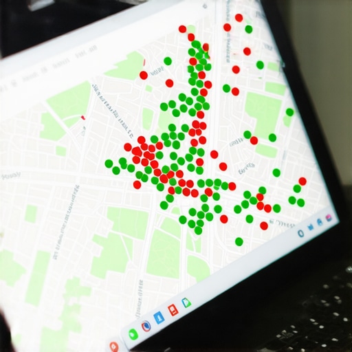 A digital heat map showing search engine ranking positions across different Greensboro neighborhoods.