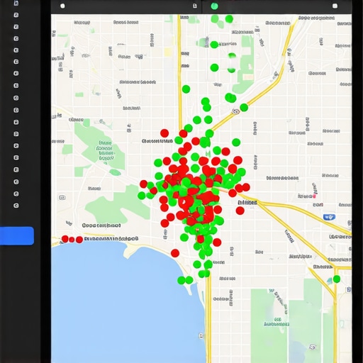 A digital map of Greensboro showing local search ranking positions across different neighborhoods.