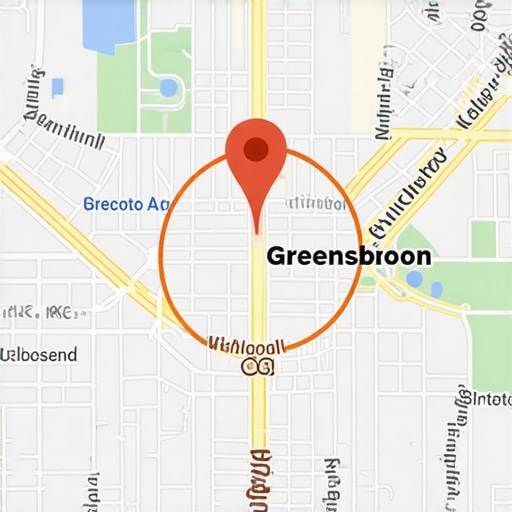 Diagram showing a focused service area for a Greensboro business profile